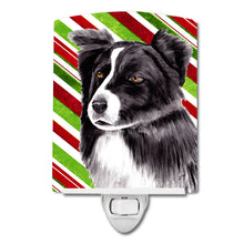 Load image into Gallery viewer, Border Collie Candy Cane Holiday Christmas Ceramic Night Light SC9327CNL
