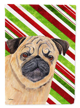 Load image into Gallery viewer, Pug Candy Cane Holiday Christmas Flag Canvas House Size