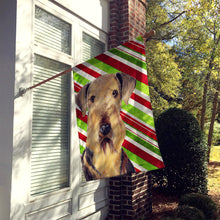 Load image into Gallery viewer, Airedale Candy Cane Holiday Christmas Flag Canvas House Size