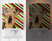 Load image into Gallery viewer, Airedale Candy Cane Holiday Christmas Ceramic Night Light SC9333CNL