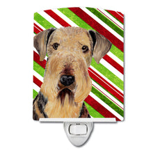 Load image into Gallery viewer, Airedale Candy Cane Holiday Christmas Ceramic Night Light SC9333CNL