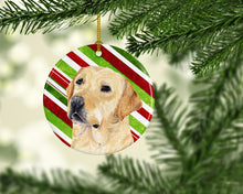 Load image into Gallery viewer, Labrador Candy Cane Holiday Christmas  Ornament - Round Ceramic Ornament – Artist-Designed Keepsake Decoration SC9336