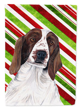 Load image into Gallery viewer, Welsh Springer Spaniel Candy Cane Holiday Christmas Garden Flag – Decorative Outdoor Yard Flag