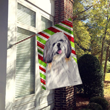 Load image into Gallery viewer, Shih Tzu Candy Cane Holiday Christmas Flag Canvas House Size