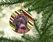 Load image into Gallery viewer, Labrador Candy Cane Holiday Christmas  Ornament - Round Ceramic Ornament – Artist-Designed Keepsake Decoration SC9344