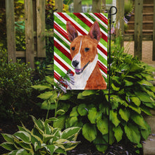 Load image into Gallery viewer, Basenji Candy Cane Holiday Christmas Garden Flag – Decorative Outdoor Yard Flag