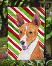 Load image into Gallery viewer, Basenji Candy Cane Holiday Christmas Garden Flag – Decorative Outdoor Yard Flag
