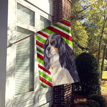 Load image into Gallery viewer, Cavalier Spaniel Candy Cane Holiday Christmas Flag Canvas House Size