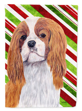 Load image into Gallery viewer, Cavalier Spaniel Candy Cane Holiday Christmas Flag Canvas House Size