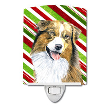 Load image into Gallery viewer, Australian Shepherd Candy Cane Holiday Christmas Ceramic Night Light SC9357CNL