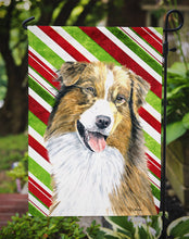 Load image into Gallery viewer, Australian Shepherd Candy Cane Holiday Christmas Garden Flag – Decorative Outdoor Yard Flag