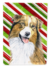 Load image into Gallery viewer, Australian Shepherd Candy Cane Holiday Christmas Garden Flag – Decorative Outdoor Yard Flag