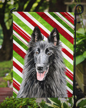 Load image into Gallery viewer, Belgian Sheepdog Candy Cane Holiday Christmas Garden Flag – Decorative Outdoor Yard Flag