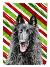 Load image into Gallery viewer, Belgian Sheepdog Candy Cane Holiday Christmas Garden Flag – Decorative Outdoor Yard Flag