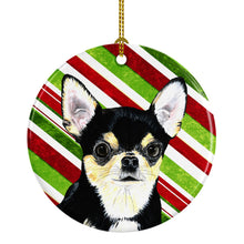 Load image into Gallery viewer, Chihuahua Candy Cane Holiday Christmas  Ornament - Round Ceramic Ornament – Artist-Designed Keepsake Decoration SC9359