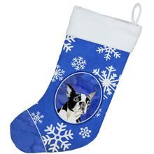 Load image into Gallery viewer, Boston Terrier Winter Snowflakes Christmas Stocking SC9360