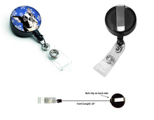 Load image into Gallery viewer, Boston Terrier Winter Snowflakes Holiday Retractable Badge Reel SC9360BR