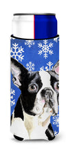 Load image into Gallery viewer, Boston Terrier Winter Snowflakes Holiday Slim Can Hugger – Fun &amp; Functional Drink Coolers SC9360MUK