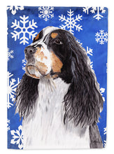 Load image into Gallery viewer, Springer Spaniel Winter Snowflakes Holiday Flag Canvas House Size