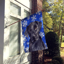 Load image into Gallery viewer, Labrador Winter Snowflakes Holiday Flag Canvas House Size