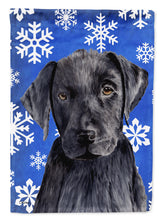 Load image into Gallery viewer, Labrador Winter Snowflakes Holiday Flag Canvas House Size