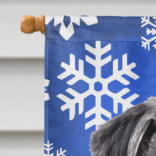 Load image into Gallery viewer, Pug Winter Snowflakes Holiday Flag Canvas House Size