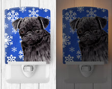 Load image into Gallery viewer, Pug Winter Snowflakes Holiday Ceramic Night Light SC9366CNL