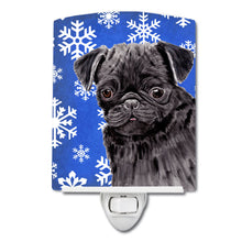 Load image into Gallery viewer, Pug Winter Snowflakes Holiday Ceramic Night Light SC9366CNL