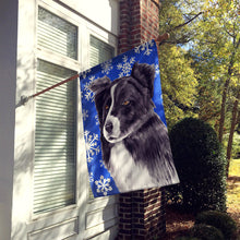 Load image into Gallery viewer, Border Collie Winter Snowflakes Holiday Flag Canvas House Size