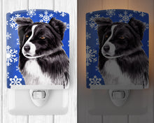 Load image into Gallery viewer, Border Collie Winter Snowflakes Holiday Ceramic Night Light SC9367CNL