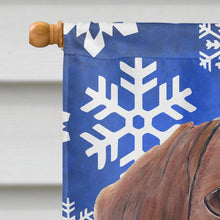 Load image into Gallery viewer, Dachshund Winter Snowflakes Holiday Flag Canvas House Size