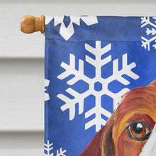 Load image into Gallery viewer, Beagle Winter Snowflakes Holiday Flag Canvas House Size