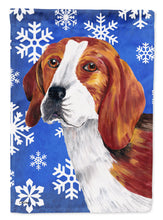 Load image into Gallery viewer, Beagle Winter Snowflakes Holiday Flag Canvas House Size