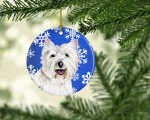 Load image into Gallery viewer, Westie Winter Snowflakes Holiday Ornament - Round Ceramic Ornament – Artist-Designed Keepsake Decoration SC9370