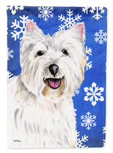 Load image into Gallery viewer, Westie Winter Snowflakes Holiday Flag Canvas House Size