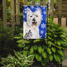 Load image into Gallery viewer, Westie Winter Snowflakes Holiday Garden Flag – Decorative Outdoor Yard Flag