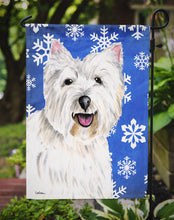 Load image into Gallery viewer, Westie Winter Snowflakes Holiday Garden Flag – Decorative Outdoor Yard Flag