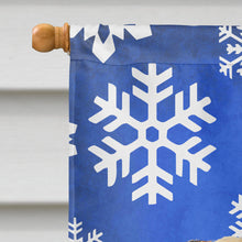 Load image into Gallery viewer, Pug Winter Snowflakes Holiday Flag Canvas House Size
