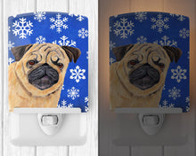 Load image into Gallery viewer, Pug Winter Snowflakes Holiday Ceramic Night Light SC9371CNL