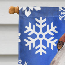 Load image into Gallery viewer, Basset Hound Winter Snowflakes Holiday Flag Canvas House Size