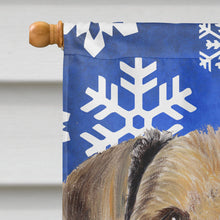 Load image into Gallery viewer, Airedale Winter Snowflakes Holiday Flag Canvas House Size