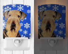 Load image into Gallery viewer, Airedale Winter Snowflakes Holiday Ceramic Night Light SC9373CNL