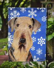 Load image into Gallery viewer, Airedale Winter Snowflakes Holiday Garden Flag – Decorative Outdoor Yard Flag