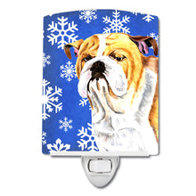 Load image into Gallery viewer, Bulldog English Winter Snowflakes Holiday Ceramic Night Light SC9374CNL