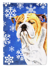 Load image into Gallery viewer, Bulldog English Winter Snowflakes Holiday Garden Flag – Decorative Outdoor Yard Flag