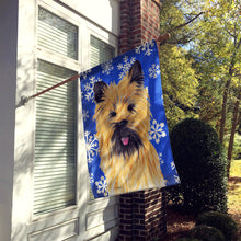 Load image into Gallery viewer, Cairn Terrier Winter Snowflakes Holiday Flag Canvas House Size