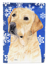 Load image into Gallery viewer, Labrador Winter Snowflakes Holiday Flag Canvas House Size