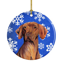 Load image into Gallery viewer, Vizsla Winter Snowflakes Holiday Ornament - Round Ceramic Ornament – Artist-Designed Keepsake Decoration SC9378