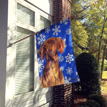 Load image into Gallery viewer, Vizsla Winter Snowflakes Holiday Flag Canvas House Size