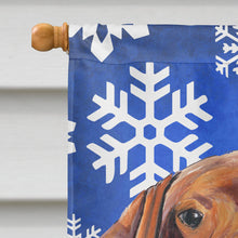 Load image into Gallery viewer, Vizsla Winter Snowflakes Holiday Flag Canvas House Size